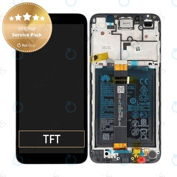 Huawei Y5p - LCD Displej + Dotykové Sklo + Rám + Batéria (Black) - 02353RJP Genuine Service Pack