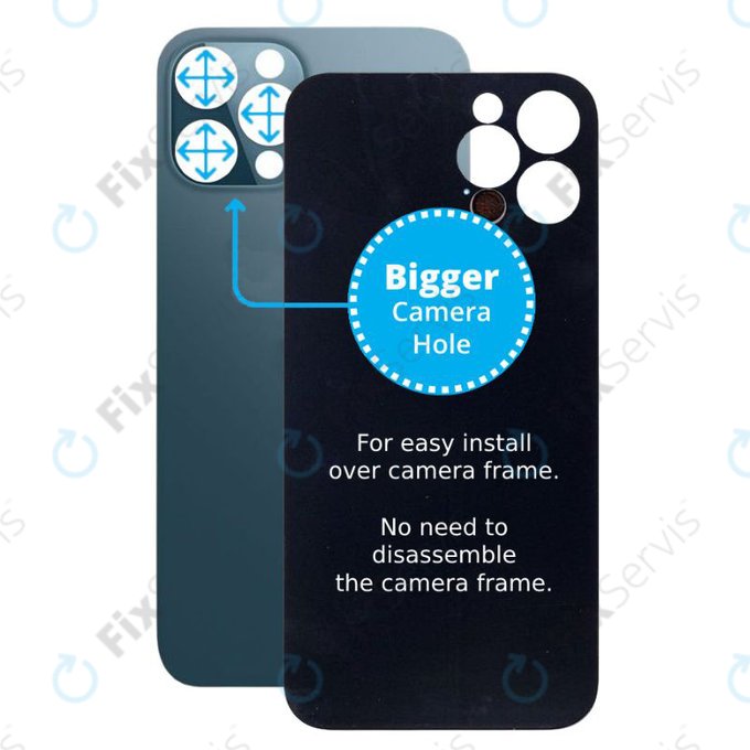 Apple iPhone 12 Pro Max - Sklo Zadného Housingu so Zväčšeným Otvorom na Kameru (Blue)