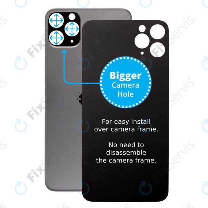 Apple iPhone 11 Pro - Sklo Zadného Housingu so Zväčšeným Otvorom na Kameru (Space Gray)