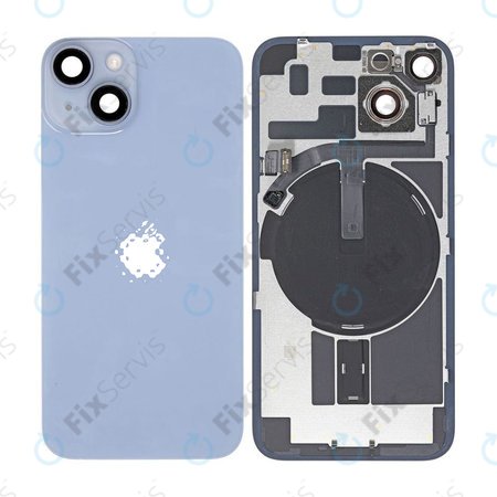 Apple iPhone 14 - Sklo Zadného Housingu + Sklíčko Kamery + Kovový Pliešok + Magsafe Magnet (Blue)