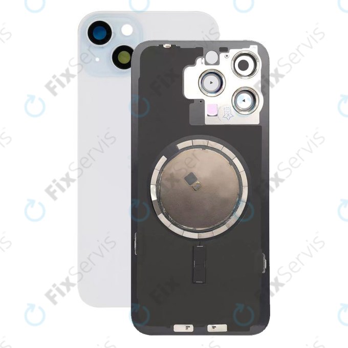 Apple iPhone 15 Plus - Sklo Zadného Housingu + Sklíčko Kamery + Kovový Pliešok + Magsafe Magnet (Blue)