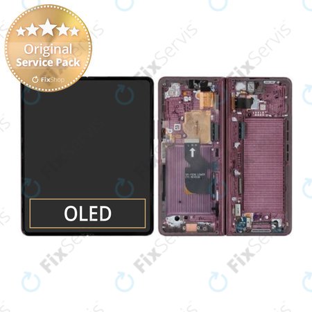 Samsung Galaxy Z Fold 4 F936B - LCD Displej + Dotykové Sklo + Rám (Burgundy) - GH82-29461D, GH82-29462D Genuine Service Pack