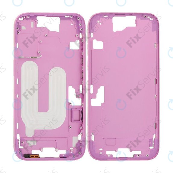 Apple iPhone 16 - Stredný Rám + Tlačidlá Zapínania + Hlasitosti (Pink)