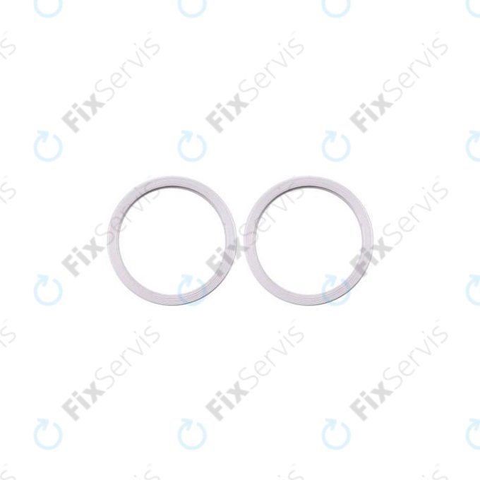 Apple iPhone 11, 12, 12 Mini - Rám Sklíčka Zadnej Kamery (White) - 2ks