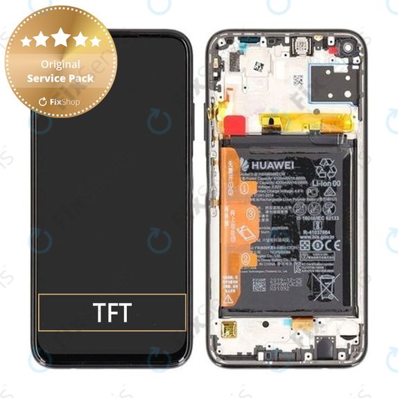 Huawei P40 lite - LCD Displej + Dotykové Sklo + Rám + Batéria (Breathing Crystal) - 02353KFV Genuine Service Pack