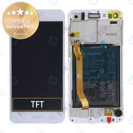 Huawei P9 Lite Mini S-L22, Y6 Pro (2017) - LCD Displej + Dotykové Sklo + Rám + Batéria (Silver) - 02351TUY, 02351KQL Genuine Service Pack