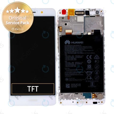 Huawei Y7 Dual - LCD Displej + Dotykové Sklo + Rám + Batéria 4000mAh (Silver) - 02351GJV Genuine Service Pack