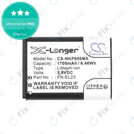 Batéria pre Nikon Coolpix, 1700mAh, Li-Ion, 3.8V, EN-EL23, HQ