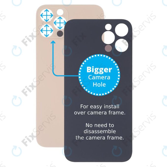 Apple iPhone 13 Pro Max - Sklo Zadného Housingu so Zväčšeným Otvorom na Kameru (Gold)