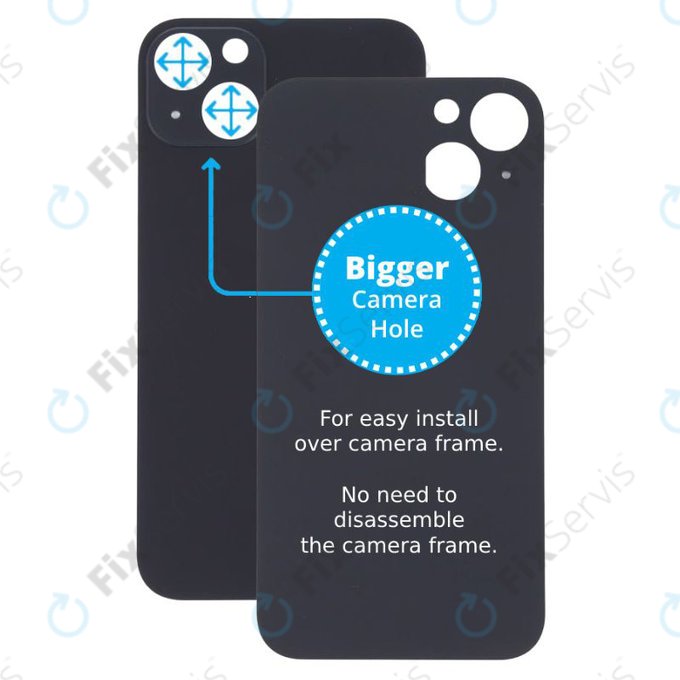 Apple iPhone 13 - Sklo Zadného Housingu so Zväčšeným Otvorom na Kameru (Midnight)