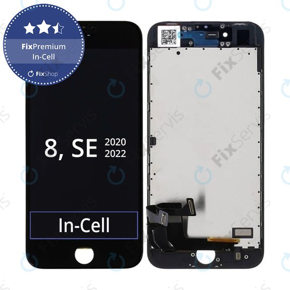 Displej In-Cell pre iPhone 8, SE (2020), SE (2022), Black, Dotykové sklo s rámom, FixPremium