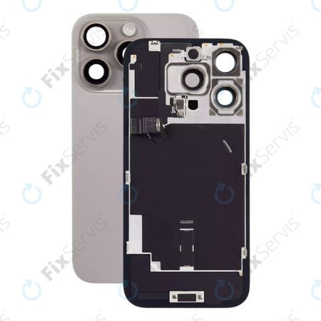 Apple iPhone 16 Pro - Sklo Zadného Housingu + Sklíčko Kamery + Kovový Pliešok + Magsafe Magnet (Natural Titanium)