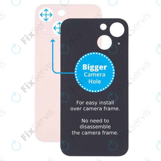 Apple iPhone 13 Mini - Sklo Zadného Housingu so Zväčšeným Otvorom na Kameru (Pink)