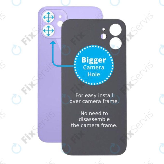 Apple iPhone 12 - Sklo Zadného Housingu so Zväčšeným Otvorom na Kameru (Purple)