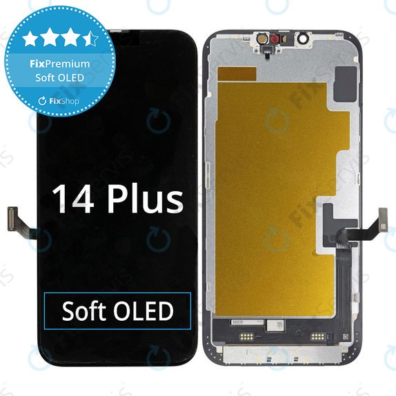 Displej Soft OLED pre iPhone 14 Plus, Dotykové sklo s rámom, FixPremium