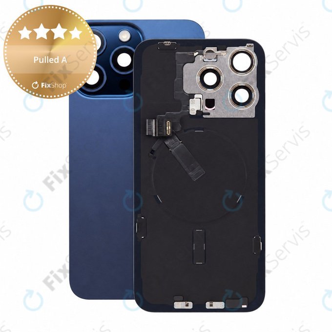 Sklo zadného housingu pre iPhone 15 Pro Max, Blue Titanium, Pulled A