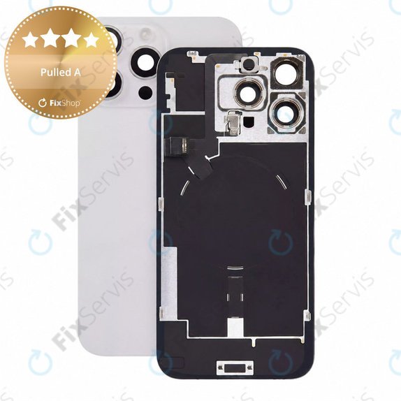 Sklo zadného housingu pre iPhone 16 Pro Max, White Titanium, Pulled A