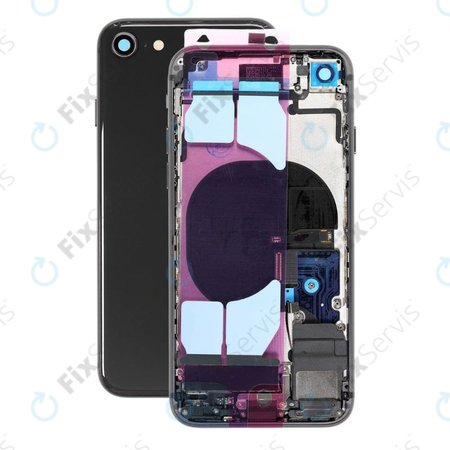 Apple iPhone SE (2nd Gen 2020) - Zadný Housing s Malými Dielmi (Black)