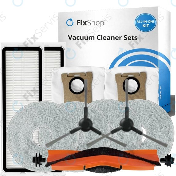 Sada náhradných dielov pre Xiaomi Mi Robot Vacuum S20+, S10+, X20+, X10+ (1x Hlavná kefa, 2x Filter, 2x Bočná kefa - čierna, 4x Mopovacia utierka, 2x Prachové vrecko)