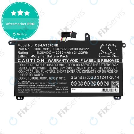 Batéria pre Lenovo ThinkPad P51s, P52s, T570, T580, 2050mAh, Li-Pol, 15.28V, 00UR891, HQ