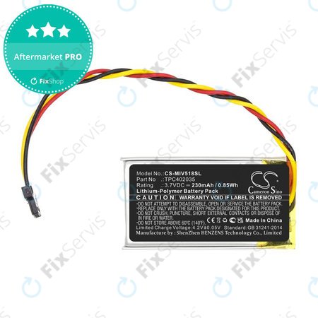Batéria pre Mio MiVue 508, 518, 528, 538, 608, 618, 792, 230mAh, Li-Pol, 3.7V, TPC402035, HQ