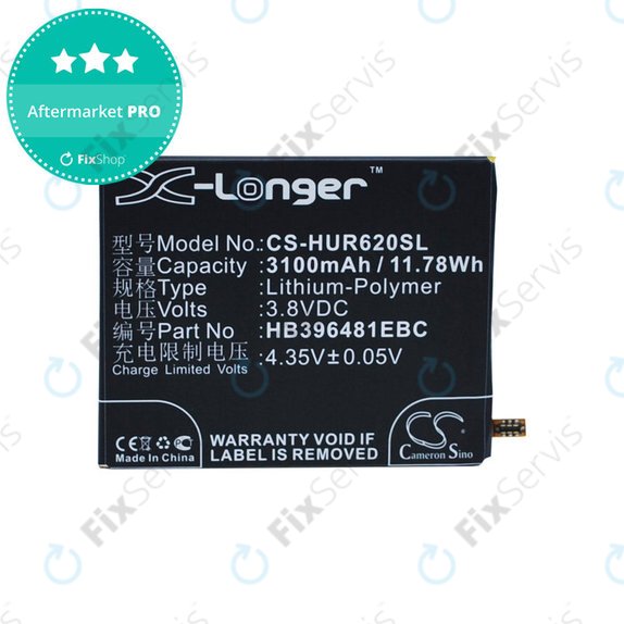 Batéria pre Huawei Ascend Y6 2, Honor 5a, Huawei G7 Plus, 3100mAh, Li-Pol, 3.8V, HB396481EBC, HQ