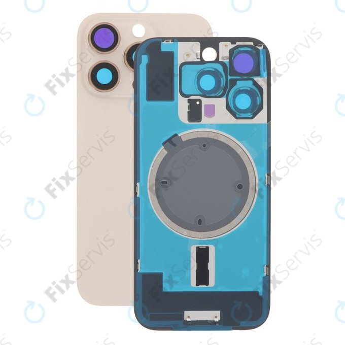 Apple iPhone 16 Pro - Sklo Zadného Housingu + Sklíčko Kamery + Kovový Pliešok + Magsafe Magnet (Desert Titanium)