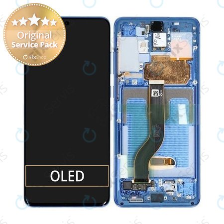 Samsung Galaxy S20 Plus G985F - LCD Displej + Dotykové Sklo + Rám (Aura Blue) - GH82-22134H, GH82-22145H Genuine Service Pack