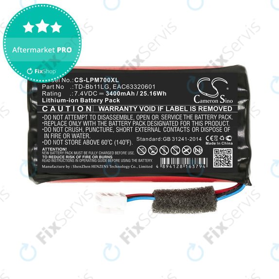 Batéria pre LG Music Flow P7, Xboom Go PK7, 3400mAh, Li-Ion, 7.4V, TD-Bb11LG, HQ