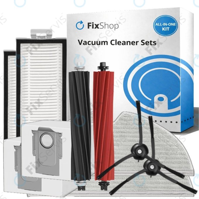 Sada náhradných dielov pre Xiaomi Roborock Q5 Pro, Q8 Max+ (1x Hlavná kefa, 2x Filter, 2x Bočná kefa - čierna, 2x Mopovacia utierka, 2x Prachové vrecko)