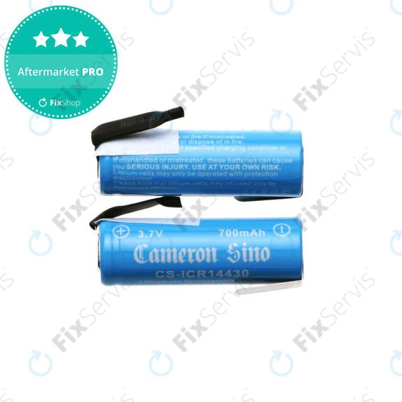 Batéria 14430 s montážnymi plieškami, 650mAh, Li-Ion, 3.7V, HQ