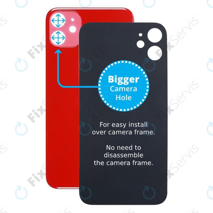 Apple iPhone 11 - Sklo Zadného Housingu so Zväčšeným Otvorom na Kameru (Red)