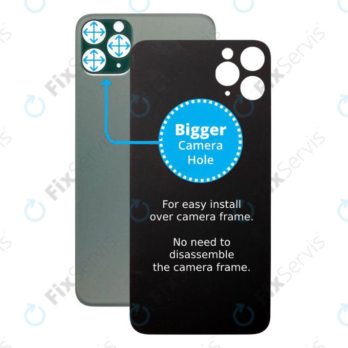 Apple iPhone 11 Pro - Sklo Zadného Housingu so Zväčšeným Otvorom na Kameru (Green)