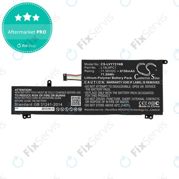 Batéria pre Lenovo Yoga 720-15, 6150mAh, Li-Pol, 11.56V, L16L6PC1, HQ