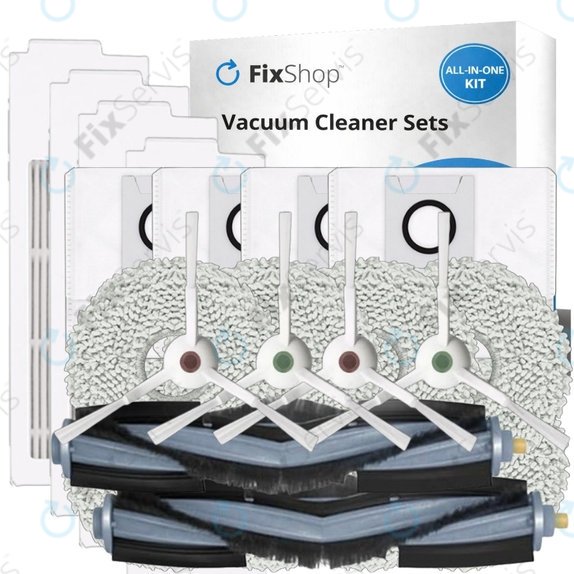 Sada náhradných dielov pre Ecovacs T20, T20 Max, T20 Pro (2x Hlavná kefa, 4x Filter, 4x Bočná kefa - Biela, 8x Mopovacia utierka, 4x Prachové vrecko)