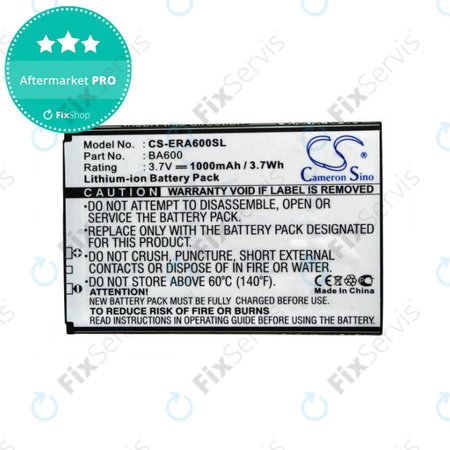 Batéria pre Sony Ericsson Kumquat, ST25, ST25i, Xperia U, 1000mAh, Li-Ion, 3.7V, BA600, HQ