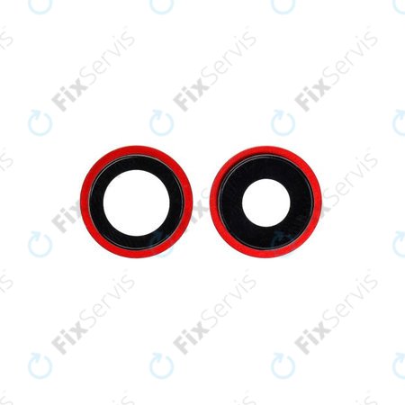 Apple iPhone 12, 12 Mini - Sklíčko Zadnej Kamery s Rámom (Red) - 2ks