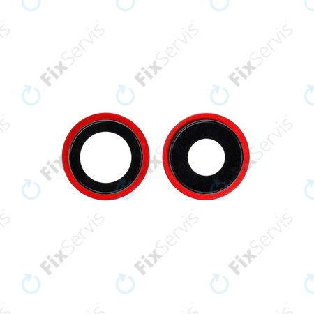 Apple iPhone 12, 12 Mini - Sklíčko Zadnej Kamery s Rámom (Red) - 2ks