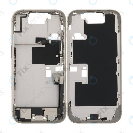Apple iPhone 16 Pro - Stredný Rám + Tlačidlá Zapínania, Hlasitosti a Kamery (Natural Titanium)