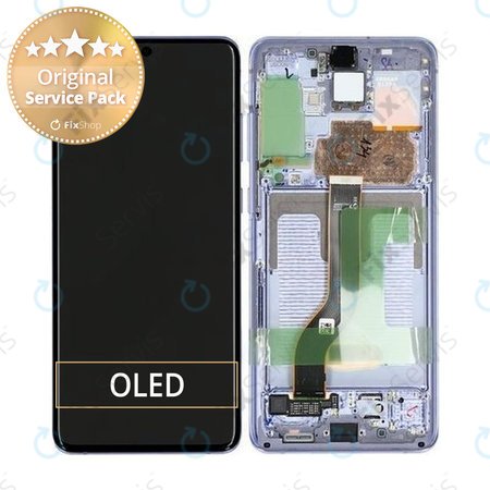 Samsung Galaxy S20 Plus G985F - LCD Displej + Dotykové Sklo + Rám (BTS Edition Purple) - GH82-22134K, GH82-22145K Genuine Service Pack