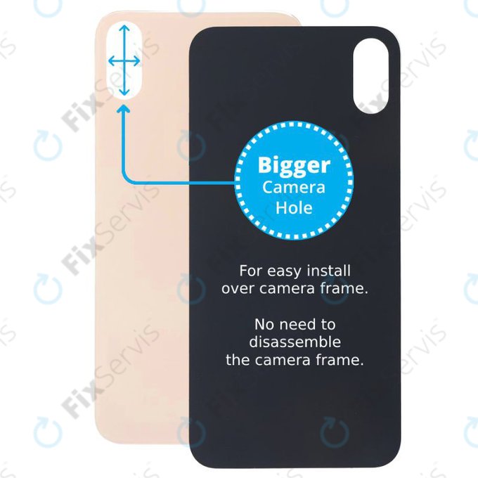 Apple iPhone XS Max - Sklo Zadného Housingu so Zväčšeným Otvorom na Kameru (Gold)