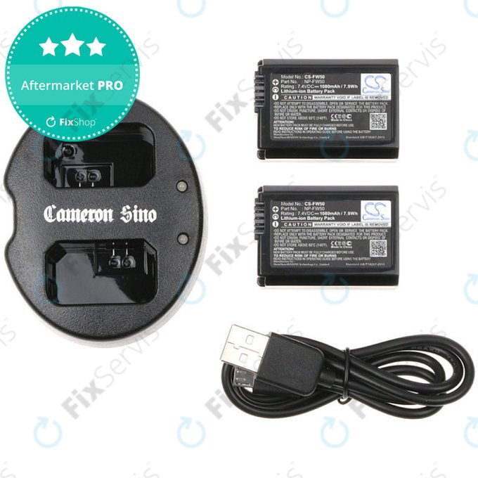 Batéria 2ks s nabíjačkou pre Sony NEX-5, Alpha 7, NEX-7, 1030mAh, Li-Ion, 7.4V, NP-FW50, HQ