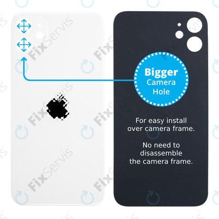 Apple iPhone 11 - Sklo Zadného Housingu so Zväčšeným Otvorom na Kameru (White)