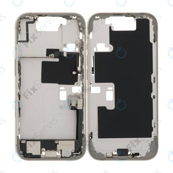 Apple iPhone 16 Pro - Stredný Rám + Tlačidlá Zapínania, Hlasitosti a Kamery (Natural Titanium)
