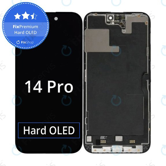 Displej Hard OLED pre iPhone 14 Pro, Dotykové sklo s rámom, FixPremium