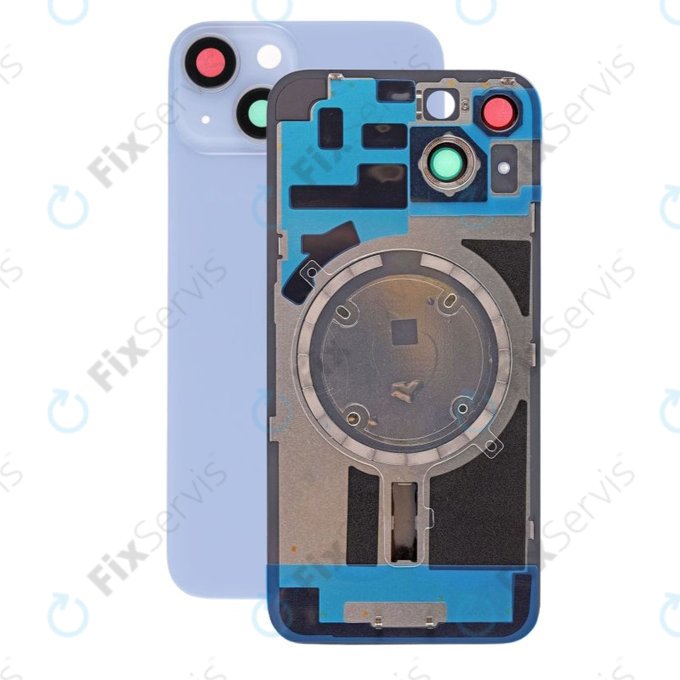 Apple iPhone 14 - Sklo Zadného Housingu + Sklíčko Kamery + Kovový Pliešok + Magsafe Magnet (Blue)