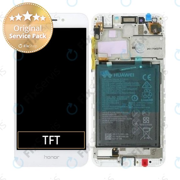 Huawei Honor 6A - LCD Displej + Dotykové Sklo + Rám + Batéria (Gold, Silver) - 02351KTV Genuine Service Pack