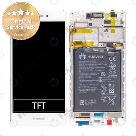Huawei Nova Smart, Enjoy 6s, Honor 6c - LCD Displej + Dotykové Sklo + Rám + Batéria (White) - 02351FUU Genuine Service Pack