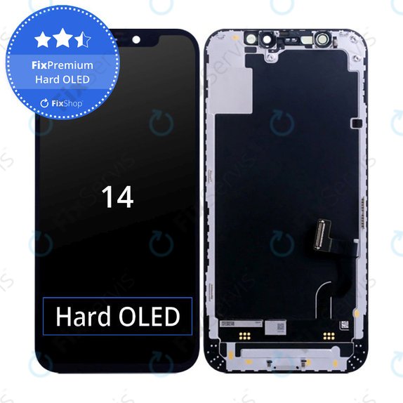 Displej Hard OLED pre iPhone 14, Dotykové sklo s rámom, FixPremium