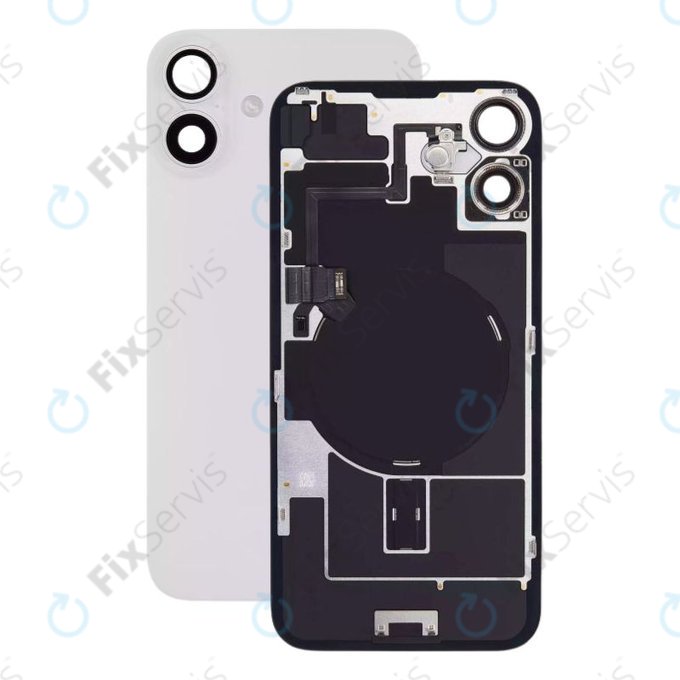 Apple iPhone 16 Plus - Sklo Zadného Housingu + Sklíčko Kamery + Kovový Pliešok + Magsafe Magnet (White)
